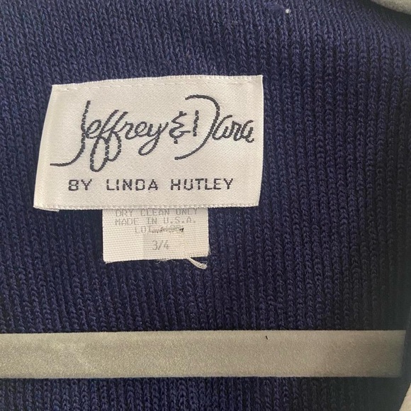 Vintage Navy Sweater with White Collar and Gold Buttons - Picture 2 of 5